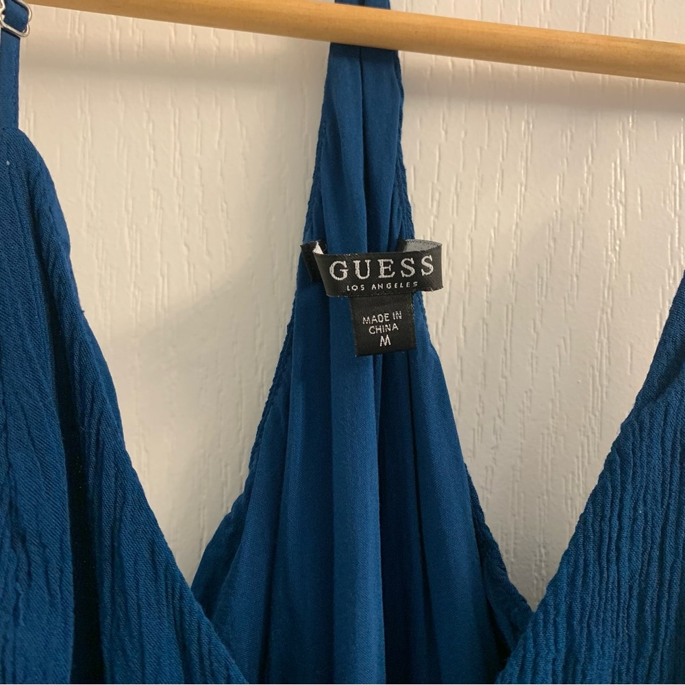 Guess Ruffled Medium Blue Tank Top - Picture 2 of 3